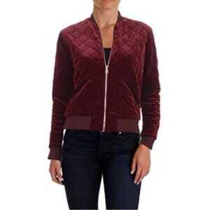 Lauren Ralph Lauren Red Maroon Velvet Quilted Bomber Jacket Womens XL